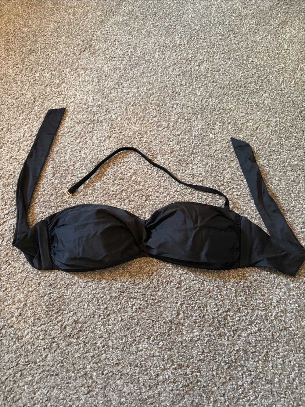 Bar III Black Bandeau Bikini Top with Halter Strap…Worn Three Times